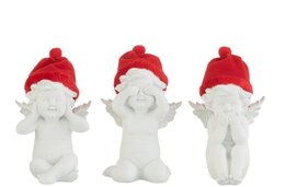 Engel 8x17cm rood/wit 3ass horen zien zwijgen