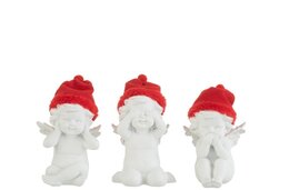 Engel 9x16cm rood/wit 3ass horen zien zwijgen