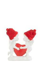 Engel met hart 12x16cm rood/wit
