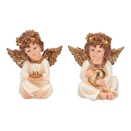 Engel met hart en kaarsen 16x13x19cm 2ass