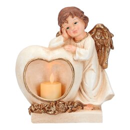 Engel met kaarsen in hart 17x10x20cm
