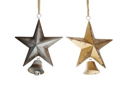 Etoile avec cloche doree/argent 30x13x37cm