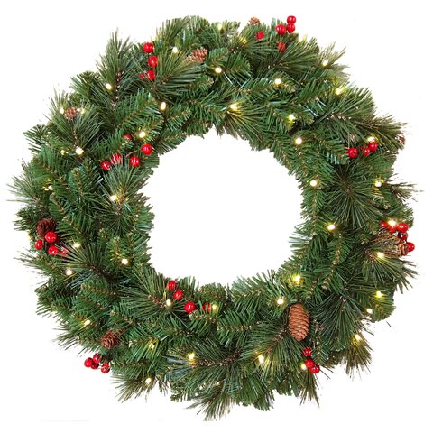 Everyday Pine Cone & Berry Wreath d61cm 50led - image 1