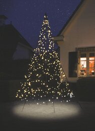 Fairybell kerstverlichting kerstboom buiten met vlaggenmast met twinkle effect 300CM hoog (480 LED-lampjes in warmwitte kleur) - afbeelding 1