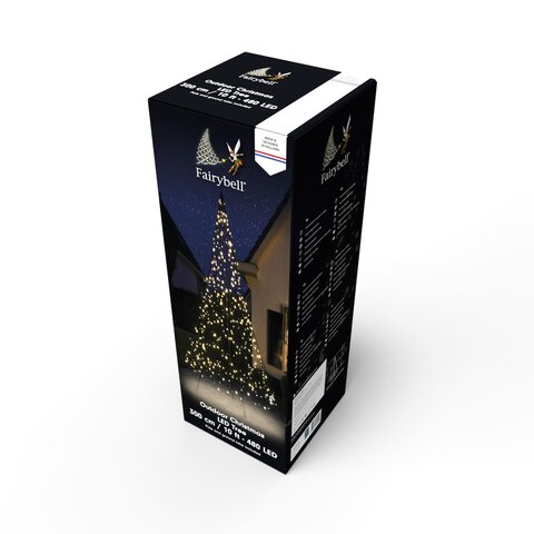 Fairybell kerstverlichting kerstboom buiten met vlaggenmast met twinkle effect 300CM hoog (480 LED-lampjes in warmwitte kleur) - afbeelding 4