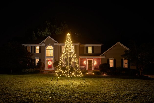 Fairybell kerstverlichting kerstboom buiten met vlaggenmast 300CM hoog (480 LED-lampjes in warmwitte kleur) - afbeelding 1
