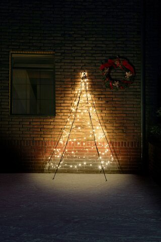 Fairybell kerstverlichting kerstboom buiten muur 200CM hoog (180 LED-lampjes in warmwitte kleur) - afbeelding 1