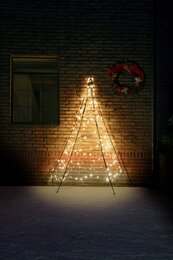 Fairybell kerstverlichting kerstboom buiten muur 200CM hoog (180 LED-lampjes in warmwitte kleur) - afbeelding 1