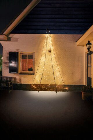 Fairybell kerstverlichting kerstboom buiten muur 400CM hoog (240 LED-lampjes in warmwitte kleur) - afbeelding 1