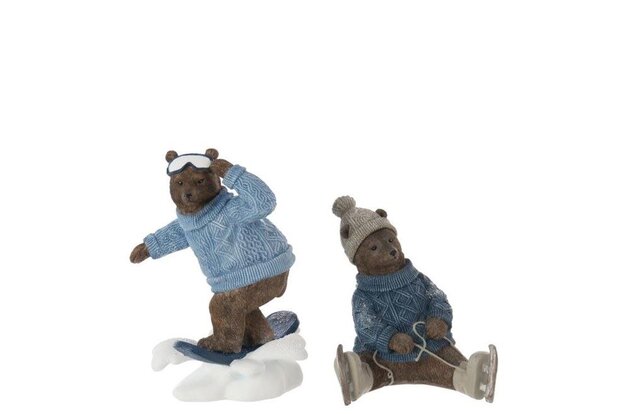 Figuur beer surf/schaatsen 13x20cm 2ass