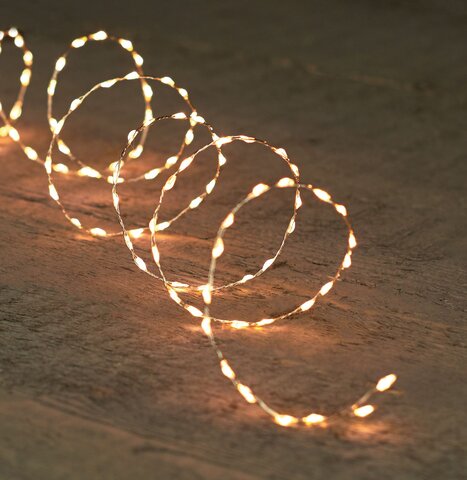 Fil d'argent 66Led blanc chaud Timer