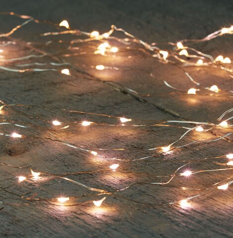 Fil d'argent cascade 100Led blanc chaud Timer