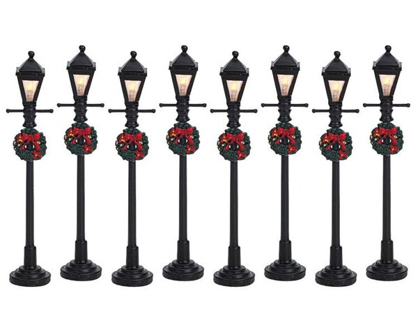 gas lantern street lamp, set of 8, b/o (4.5v)