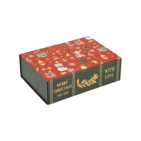 Geschenkdoos 28x20x9cm rood groen