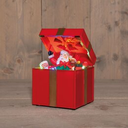 Geschenkdoos bewegend Kerstman 12x20cm Led rood