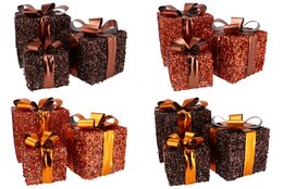 Geschenkdoos Brown glitter Led 15x18cm
