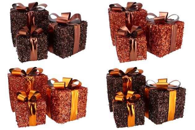 Geschenkdoos Brown glitter Led 25x28cm