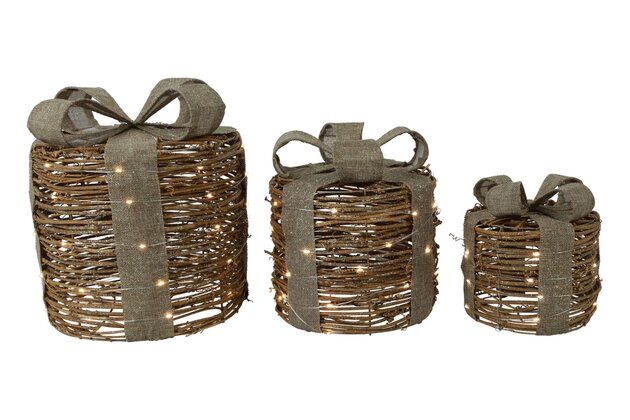 Geschenkdoos Dami 30Led rotan 20x20x23cm