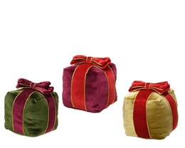 Geschenkdoos fluweel met strik 15x15x18cm 3ass