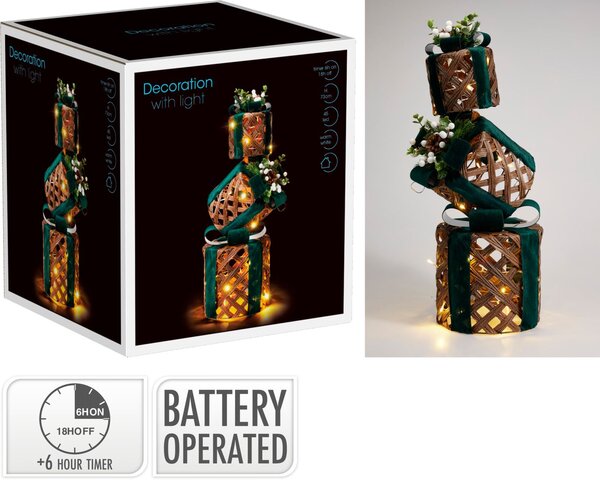 Geschenkdoos rond stapelbaar H73cm Led groen