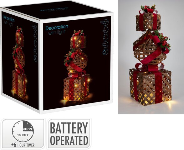 Geschenkdoos vierkant stapelbaar H73cm Led rood
