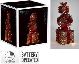Geschenkdoos vierkant stapelbaar H73cm Led rood