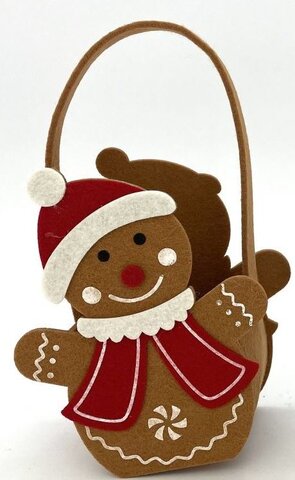 Geschenkzak peperkoek 12x16cm vilt 2ass