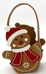 Geschenkzak peperkoek 12x16cm vilt 2ass