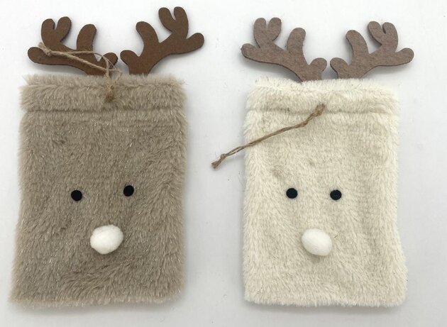 Geschenkzak rendier 13x25cm 2ass