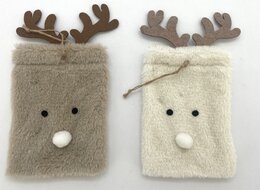Geschenkzak rendier 13x25cm 2ass