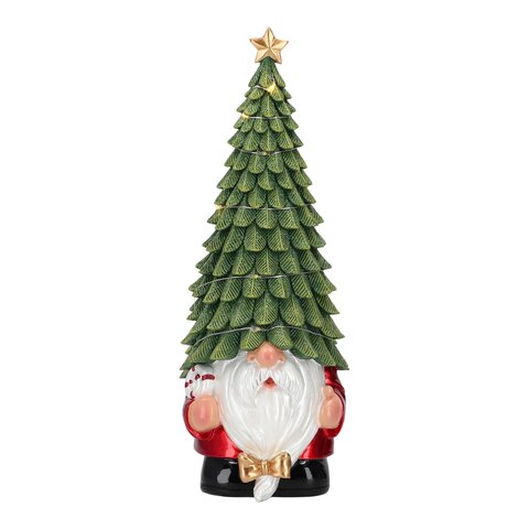 Gnome 11x29cm met Led kerstboom op hoofd