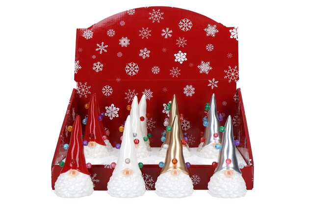 Gnome Led 6,5x6,5x13cm 4ass - afbeelding 2