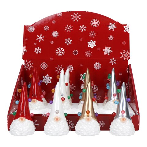 Gnome Led 6,5x6,5x13cm 4ass - afbeelding 1