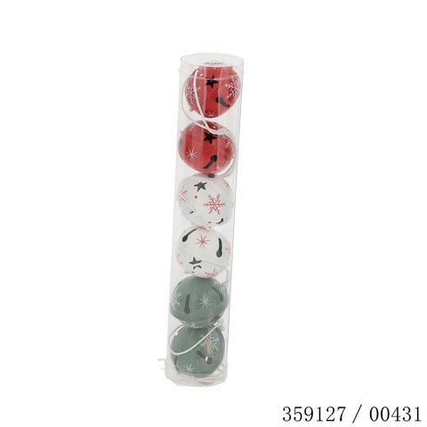 Grelots 27x5cm métal blanc/rouge/vert 6pièces