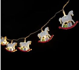 Guirlande avec chevaux bois 10Led 165cm blanc chaud