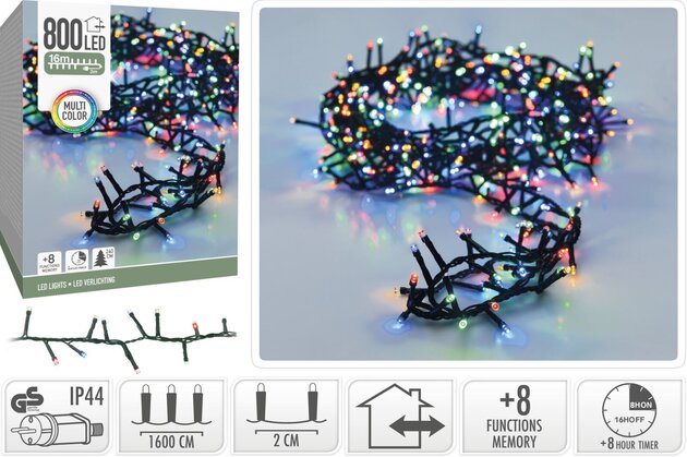 Guirlande micro 800Led 16m intérieur extérieur multi