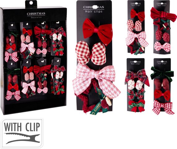Haarclip Kerst 4stuks 4ass