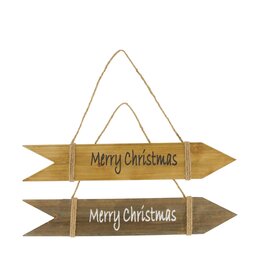 Hang bord Merry Christmas 58x10cm 2ass