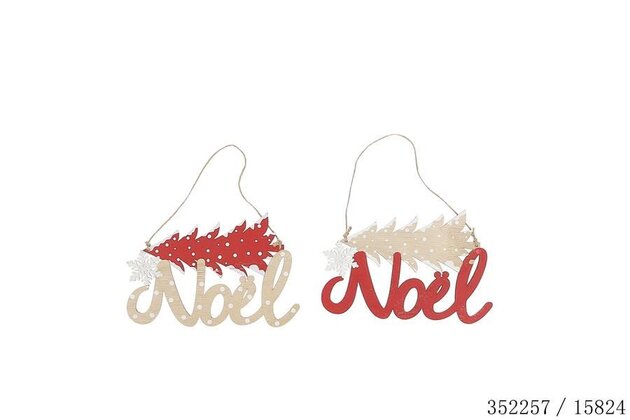 Hangbord Noël 22x15x5cm 2ass