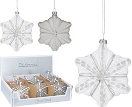 Hangend sneeuwvlok H11cm - wit 2ass