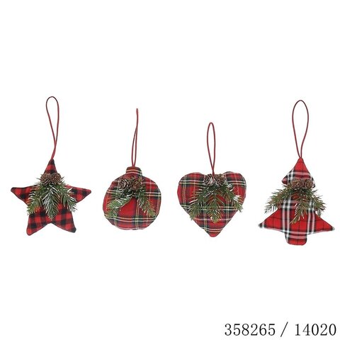 Hanger 12x13cm Scottisch stof 4ass