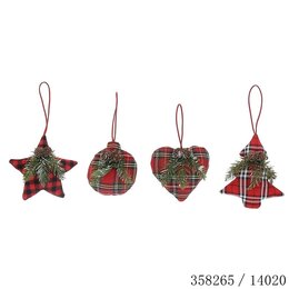 Hanger 12x13cm Scottisch stof 4ass