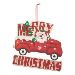 Hanger auto met Kerstman H30cm