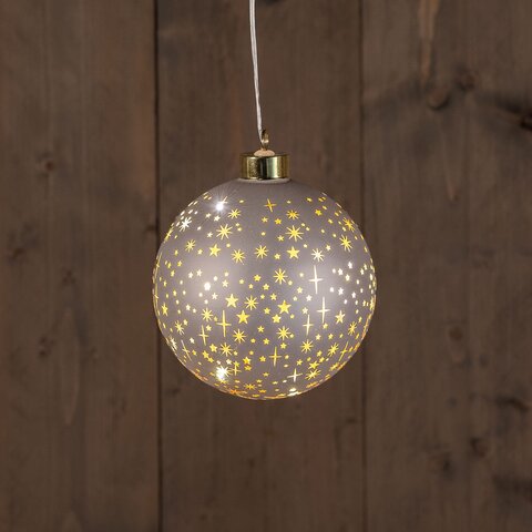 Hanger bal D12cm glas 10Led warm wit champagne