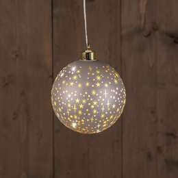 Hanger bal D12cm glas 10Led warm wit champagne