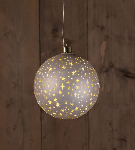 Hanger bal D15cm glas 12Led warm wit champagne