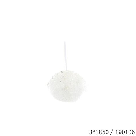 Hanger bal D8cm sequin wit