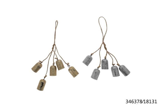 Hanger bel 3x35cm goud/zilver 2ass