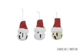 Hanger belletjes D8cm 3ass met kerstmuts