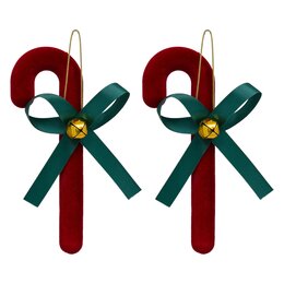 Hanger candycane H14cm fluweel 2stuks